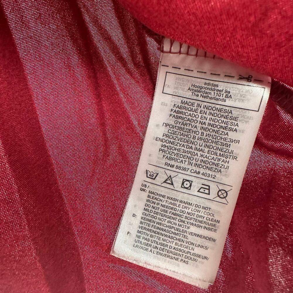 Adidas‎ Size XS Short Sleeve Athletic Top Red Adidas Logo White Tie Knot Front - Picture 4 of 4